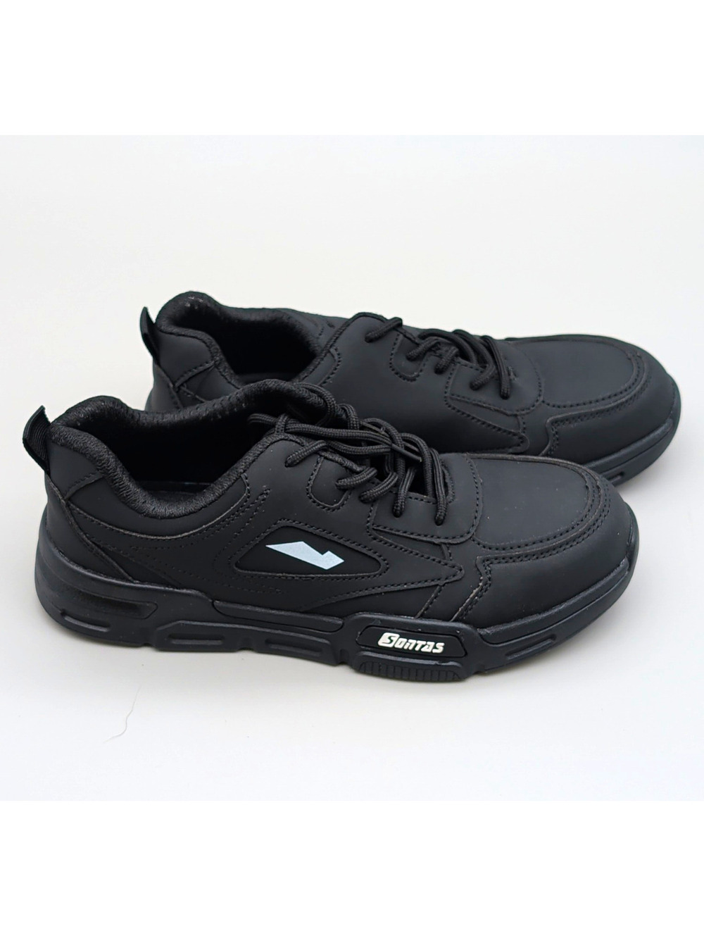 Sontas Men's Black Low Top Lace-Up Work Non Slip Steel Toe Sneaker, Solid, US 8